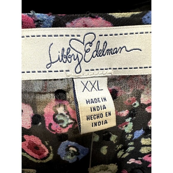 Libby Edelman Womans Floral Ruffeled Top Size 2X Whimsigoth Bloomcore - Picture 2 of 13